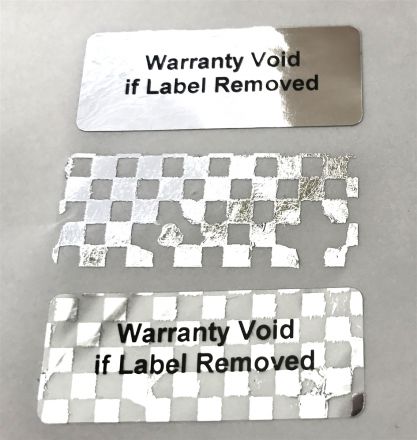 Security Warranty Checkerboard Labels 51mm x 25mm, matt silver, 150