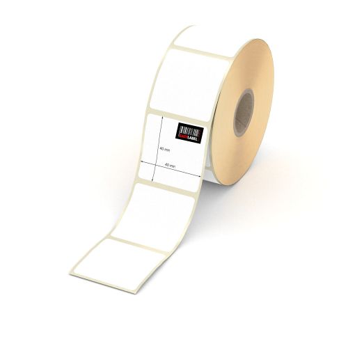 White Direct Thermal Eco Labels, 40mm x 40mm,  Ø12mm, Ø25mm, Ø40mm, Ø76mm Core