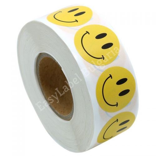 Smiley Face Happy Stickers 19mm Round Circle Teacher Labels Yellow, 500