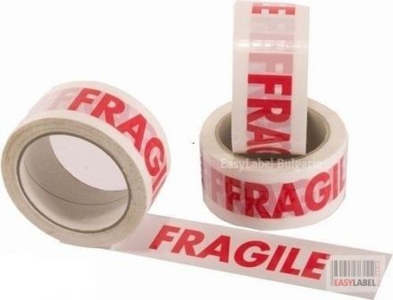  Packing Tape - "FRAGILE" imprinted, 50mm x 50m