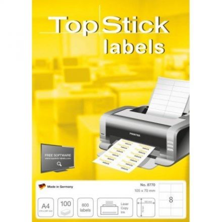 Самозалепващи етикети TopStick 8770, 105mm x 70mm, 100л. (800бр.)   