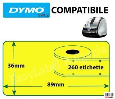 Съвместими 99012 Dymo етикети, 36mm x 89mm, жълти