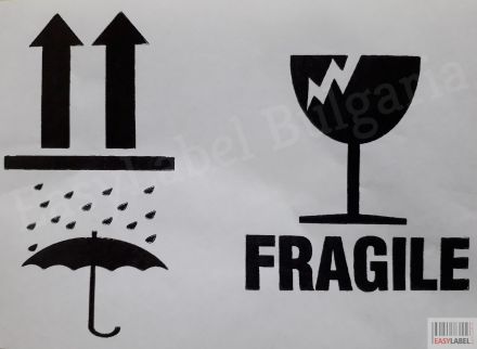 International Safe Handling Labels - "Fragile", "Keep dry", "This side UP", Rolls of 100, 102mm x 300mm
