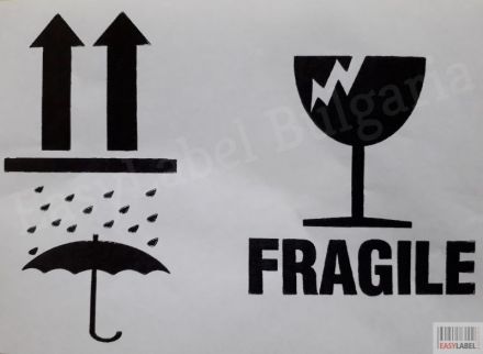 International Safe Handling Labels - "Fragile", "Keep dry", "This side UP", Rolls of 100, 102mm x 194mm