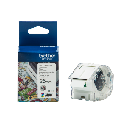 Genuine Brother CZ-1004 full colour continuous label roll, 25mm wide
