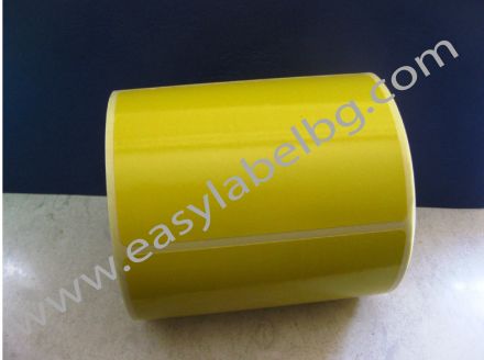 Жълти термодиректни самозалепващи етикети на ролка, 100mm x 150mm /1/ 300,  Ø25mm