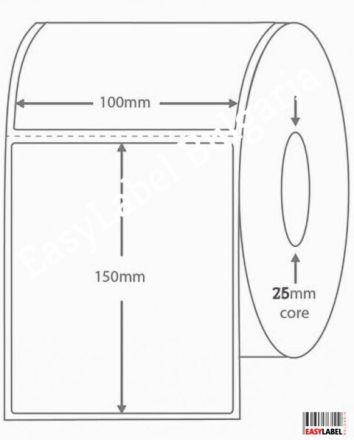 800264-605 Compatible Removable White Zebra Direct Thermal labels102 x 150mm, 25mm core, Perforation