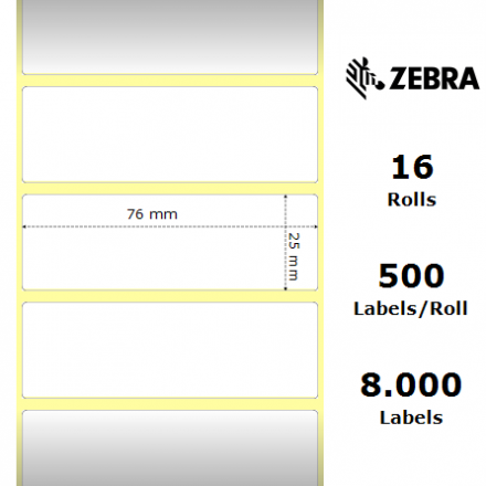 3003355 - Zebra PolyPro 4000D, label roll, synthetic, 76.2mm x 25.4mm, core 19mm, original