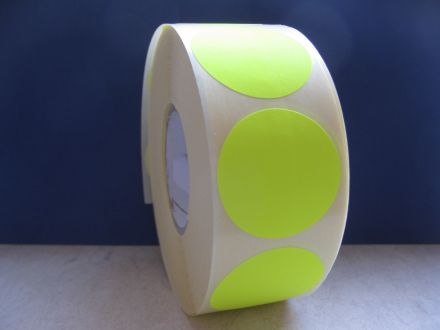 Yellow Round Paper Marking Labels, Ø40 mm, permanent adhesive, 1 200