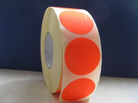 SELF-ADHESIVE LABEL ROLL, radiant colour: red, Ø25mm