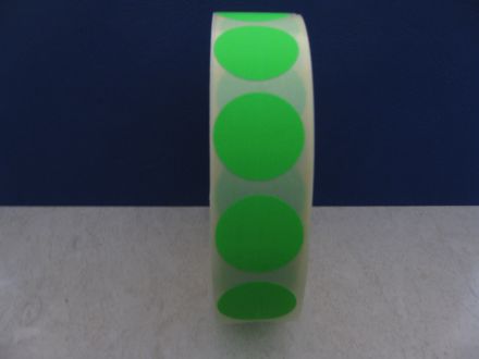 Зелени самозалепващи кръгли етикети на ролка, сигнален цвят, Ø40mm, 1200бр.