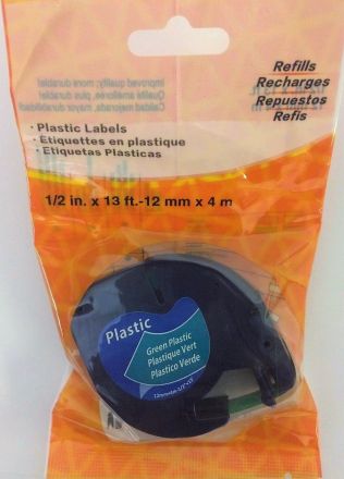 Compatible DYMO LetraTag 91204, Plastic Tape, 12mm x 4m, green