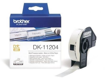 Brother Compatible DK-11204 QL Multipurpose Labels 17mm x 54mm White Roll of 400, with frame