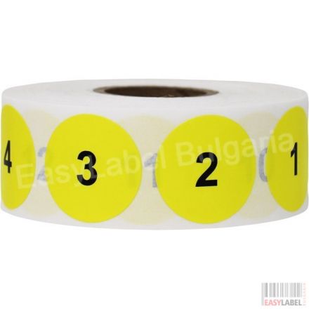 Кръгли Стикери/етикети с последователни номера от 1 до 1 000, диаметър 35mm, жълти