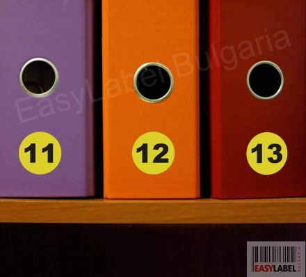 Кръгли стикери/етикети с последователни номера от 1 до 1 000, диаметър 35mm, жълти