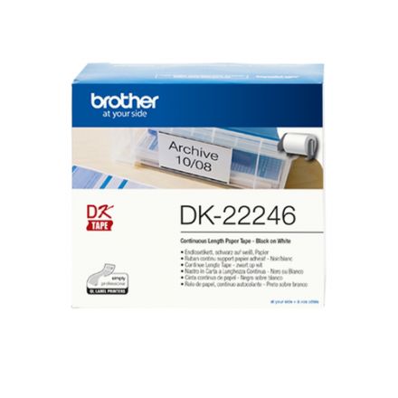 Brother DK-22246 White Continuous Length Paper Tape 103mm x 30.48m, Black on White