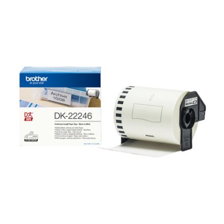 Brother DK-22246 White Continuous Length Paper Tape 103mm x 30.48m, Black on White
