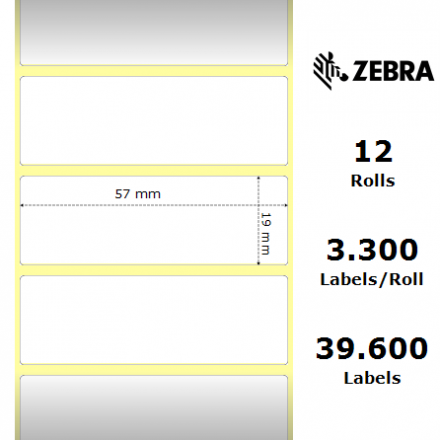 880249-019D Zebra Z-Ultimate 3000T White 57mm x 19mm Polyester Label