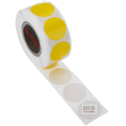 Жълти кръгли самозалепващи се етикети на ролка,  Ø19mm