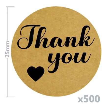 Brown 25 mm, sticker "Thank you"