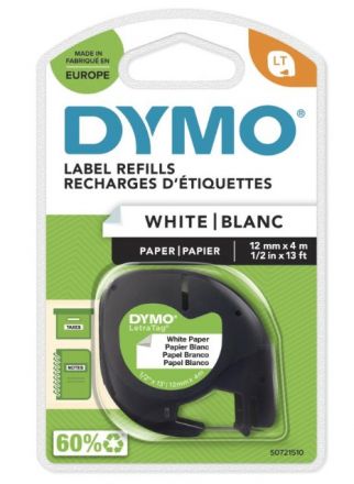 Original DYMO LetraTag 91200, Paper Tape, 12mm x 4m, white