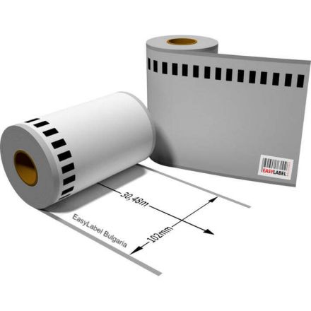 Brother DK-22243 White Continuous Paper Roll 102mm x 30.48m, Black on White-refill roll