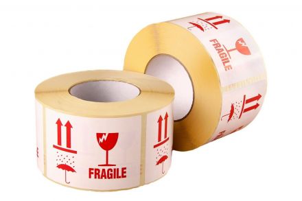 Handling Label 100mm X 150mm Fragile (Broken Wine Glass Symbol) Rolls of 100