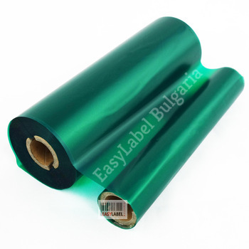 Зелена термотрансферна лента, WAX, 110mm x 74m