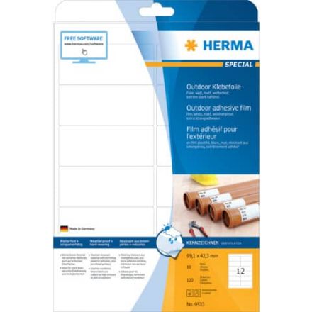 Herma 9533 - Weatherproof outdoor film labels A4, 99,1mm x 42,3mm, white, extremely strong adhesion, stretchable