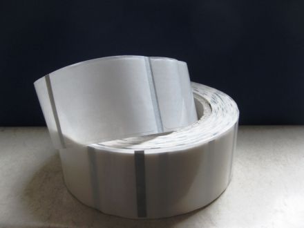 SELF-ADHESIVE LABEL ROLL, transparent polyethylene, Ø25mm