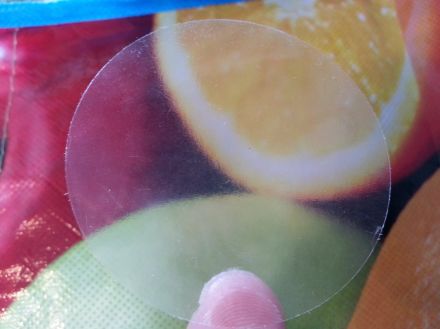 Self-Adhesive Label Roll, transparent polyethylene, Ø25mm