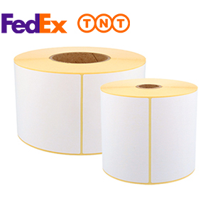 White thermal direct eco labels, permanent, liner-perforation 105mm x 148 mm, 1 inch (25 mm) core diameter, 250 labels