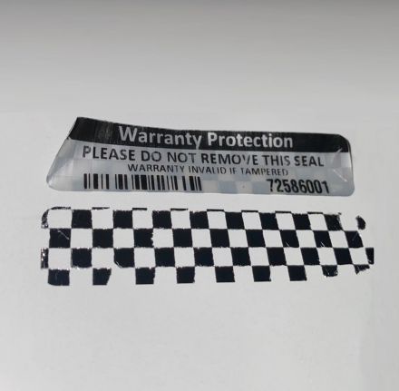 Security Warranty Checkerboard Labels 51mm x 25mm, matt silver 