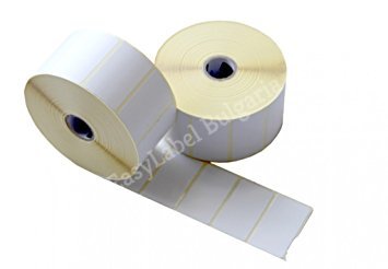 White PVC PE self adhesive labels on rolls, 60mm x 27mm, 2 000