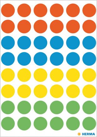 Цветни кръгли стикери за ОТК контрол - самозалепващи етикети, различни цветове/асорти, диаметър 13mm, 240 бр.