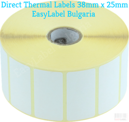Direct Thermal Label Permanent Adhesive 38mm x 25mm 2,000 per roll For Small Desktop Label Printers