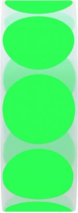 Зелени самозалепващи кръгли етикети на ролка, сигнален цвят, Ø19mm, 2 000 бр.