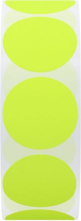Жълти самозалепващи кръгли етикети на ролка, сигнален цвят, Ø19mm, 2 000 бр.