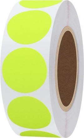 Жълти самозалепващи кръгли етикети на ролка, сигнален цвят, Ø19mm, 2 000 бр.