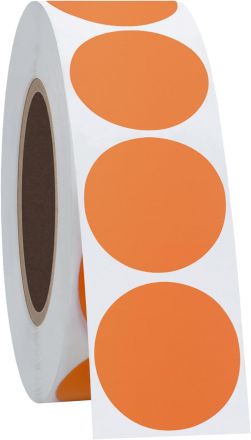 Orange Round Self Adhesive Labels, Ø19mm, 2 000