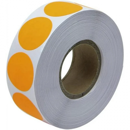Orange Round Self Adhesive Labels, Ø19mm, 2 000