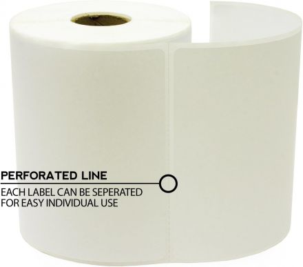 Perforated Direct Thermal Top Labels White 100mm x 90mm - 700 Labels per Roll 