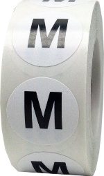 Етикети за РЪСТОВИ МАРКИ L, бели с черен надпис, Ø35mm