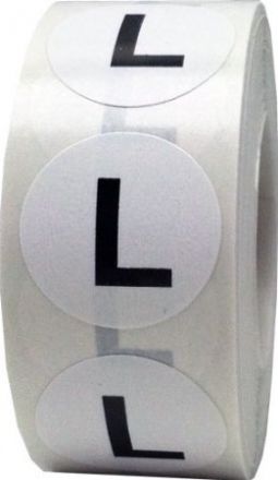 Етикети за РЪСТОВИ МАРКИ L, бели с черен надпис, Ø25mm, 500бр.