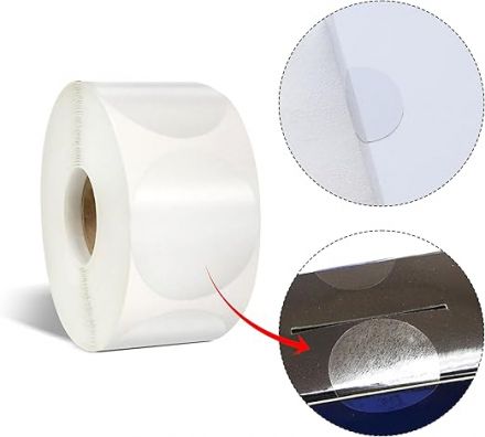 Прозрачен самозалепващ се кръгъл стикер от PVC фолио, Ø50mm, 8 000бр., с черна марка(репер)