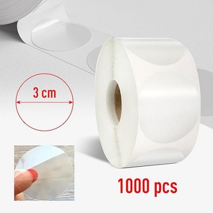 Self-Adhesive Label Roll, transparent polyethylene, Ø30mm