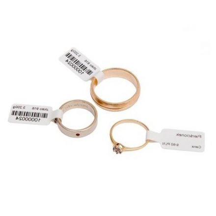 Jewellery self adhesive labels, white PolyPropylene (PP), 72mm x 10mm, 500