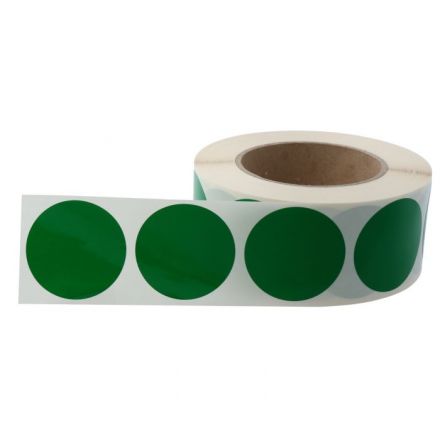 Ø50mm Green round marking labels, polyethylene foil, 500
