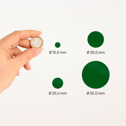 Ø50mm Green round marking labels, polyethylene foil, 500