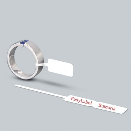 Jewellery self adhesive labels, white PolyPropylene (PP), 72mm x 10mm /1/ 5 000, Ø40mm